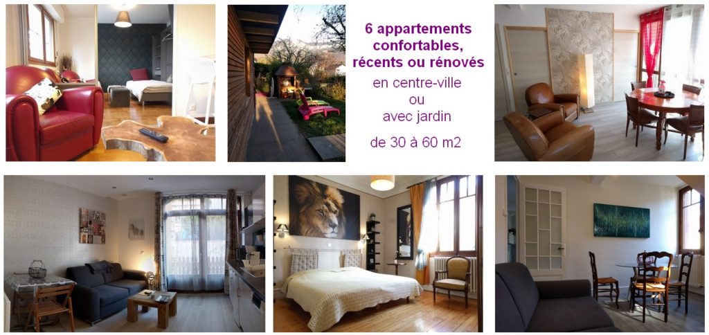 Une offre d'appartements diversifiée et de qualité.  
Aix-les-bains Riviera des Alpes. Savoie. 
6 appartements récents ou rénovés, en centre-ville ou avec jardin, de 30 à 60 m2